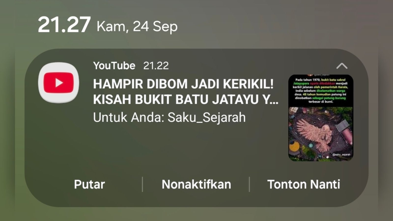 HAMPIR DIBOM JADI KERIKIL! KISAH BUKIT BATU JATAYU YANG KINI JADI PATUNG TERBESAR DUNIA!