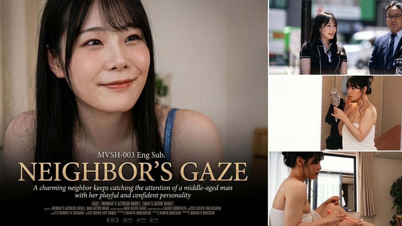 ⁣MVSH-003 Eng Sub. A charming neighbor keeps catching the attention of a middle-aged man with her pla